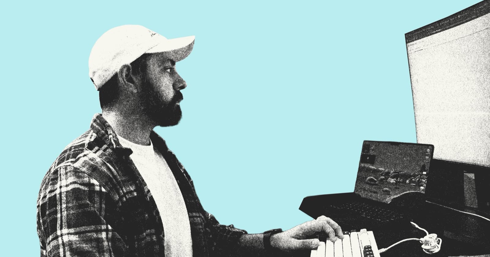 Student working at a laptop